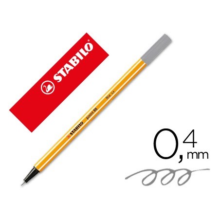 Rotulador stabilo punta de fib ra point 88 gris oscuro punta fina 0,4mm