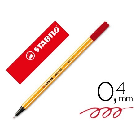 Rotulador stabilo punta de fib ra point 88 carmin punta fina 0,4mm