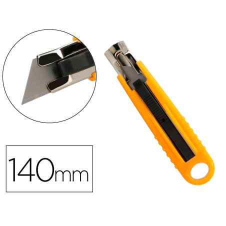 Cuter q-connect plastico ancho de seguridad retractil y con asa para colgar cuchilla 18 mm xd-123 blister 1 unidad