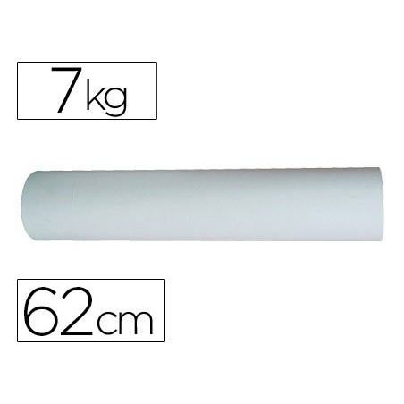 Papel blanco bobina ancho 62 cm longitud 250 mt gramaje 50 gr peso 7 kg