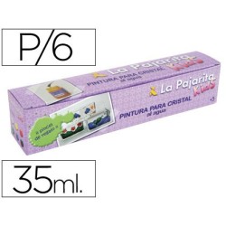 Pintura laca cristal la pajarita kids 35 ml caja de 6 unidades colores surtidos  pincel