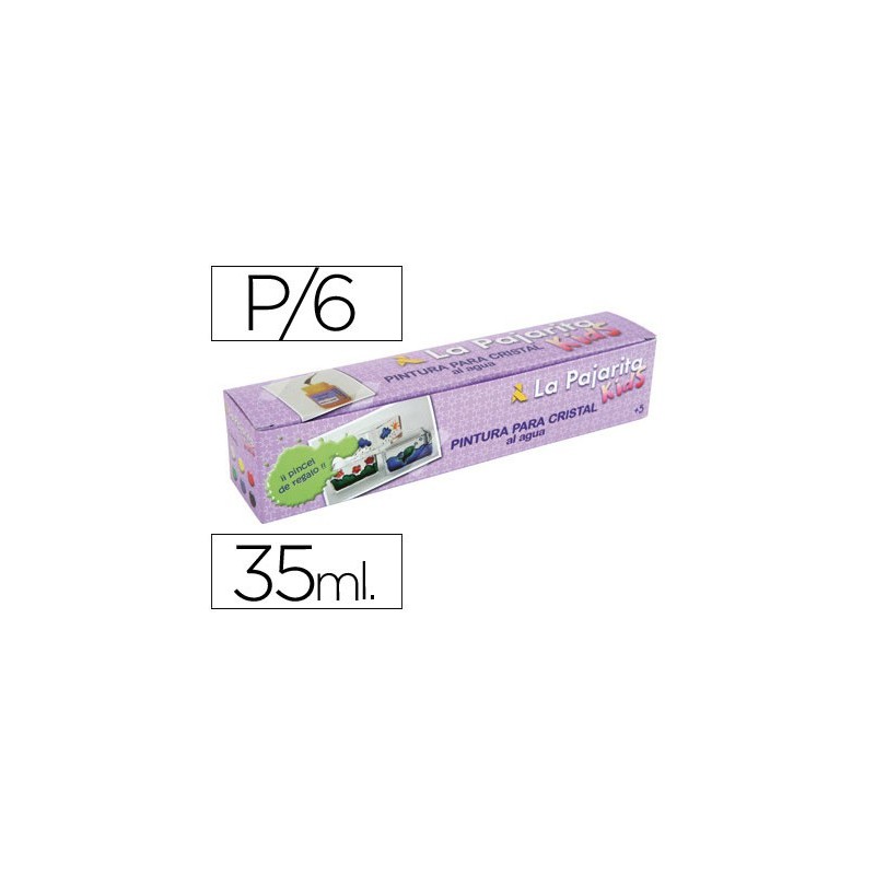 Pintura laca cristal la pajarita kids 35 ml caja de 6 unidades colores surtidos  pincel