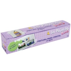 Pintura laca cristal la pajarita kids 35 ml caja de 6 unidades colores surtidos  pincel