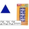 Gomets autoadhesivos triangulares 21x21x21 mm azul rollo de 2832 unidades