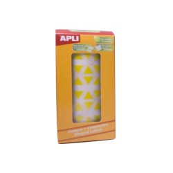 Gomets autoadhesivos triangulares 21x21x21mm amarillo rollo de 2832 unidades