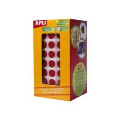 Gomets autoadhesivos circulares 20mm rojo rollo de 1770 unidades