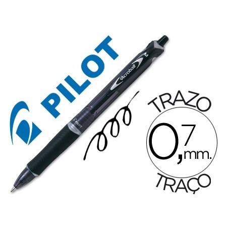 Boligrafo pilot acroball negro tinta aceite punta de bola de 1,0mm retractil
