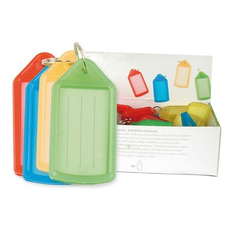 Llavero portaetiquetas q-connect expositor de 40 unidades colores surtidos premium