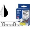 Cinta brother tzes241 blanco-negro 18mm longitud 8 mt superadhesiva