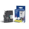 Cinta brother tzes241 blanco-negro 18mm longitud 8 mt superadhesiva