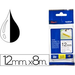 Cinta brother tzes231 blanco-negro 12mm longitud 8 mt superadhesiva
