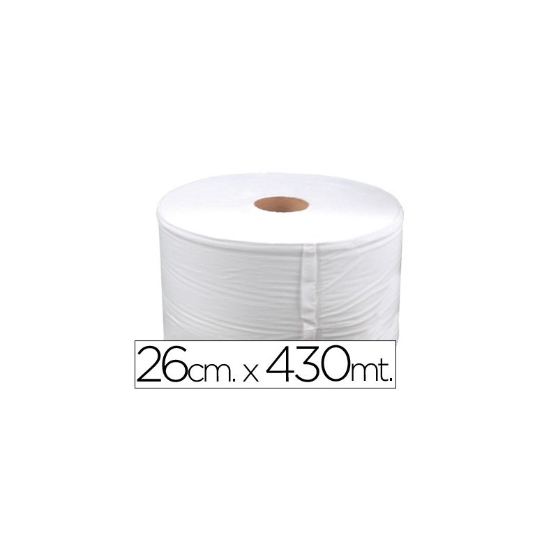 Papel secamanos industrial 26 cms de ancho x 400 mts aprox diametro 33,5 cm para el dispensador 46826