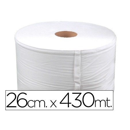 Papel secamanos industrial 26 cms de ancho x 400 mts aprox diametro 33,5 cm para el dispensador 46826