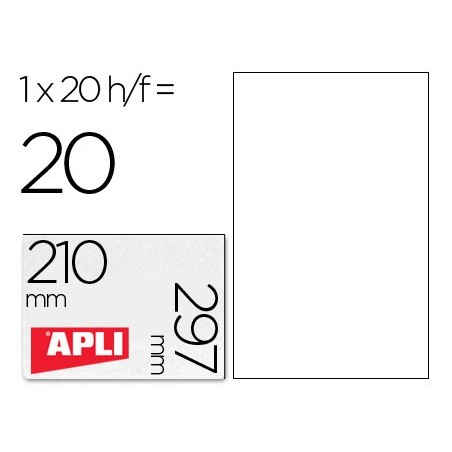 Etiquetas adhesivas apli de poliester resistente a la intemperie para impresora laser 210x297 mm