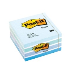 Bloc de notas adhesivas quita y pon post-it 76x76 mm cubo color azul pastel 450 hojas