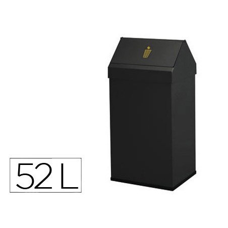 Papelera metalica basculante ganchos interiores aro inferior pvc ancho 32cm alto 65cm fondo 25cm capacidad 52l