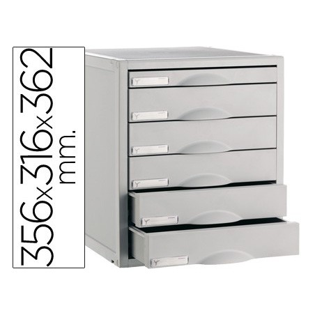 Fichero cajones de sobremesa 8206c 356x316x362 mm 6 cajones color gris