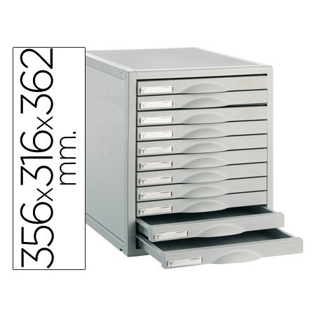 Fichero cajones de sobremesa 8211c 356x316x362 mm 11 cajones color gris