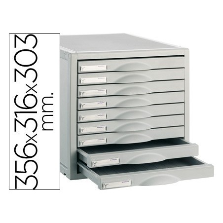 Fichero cajones de sobremesa 8409c 356x316x303 mm 9 cajones color gris