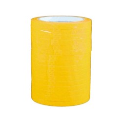 Cinta adhesiva q-connect 66 mt x 9 mm amarilla para cerrar bolsas