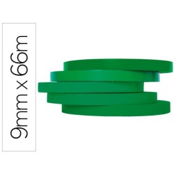 Cinta adhesiva q-connect 66 mt x 9 mm verde para cerrar bolsas