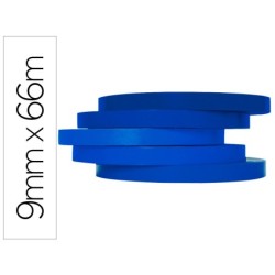 Cinta adhesiva q-connect 66 mt x 9 mm azul para cerrar bolsas