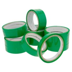 Cinta adhesiva q-connect 66 mt x 9 mm verde para cerrar bolsas