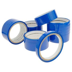 Cinta adhesiva q-connect 66 mt x 9 mm azul para cerrar bolsas