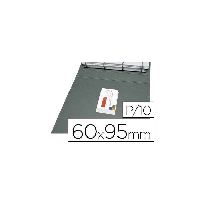 Funda autoadhesiva q-connect para tarjetas de visita 60x95mm pack de 10 unidades