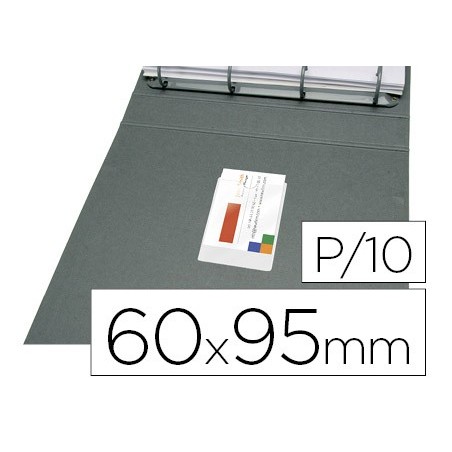 Funda autoadhesiva q-connect para tarjetas de visita 60x95mm pack de 10 unidades