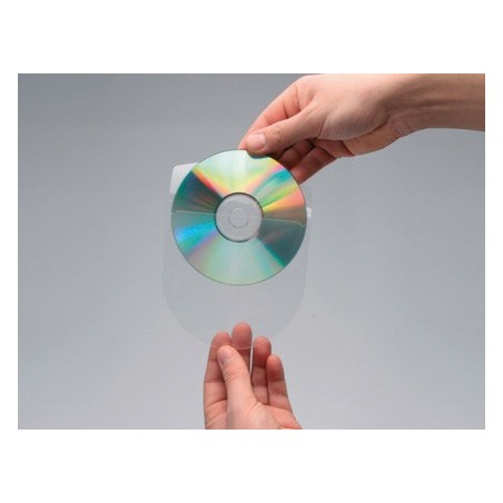 Funda autoadhesiva para cd q-connect con solapa pack de 10 unidades