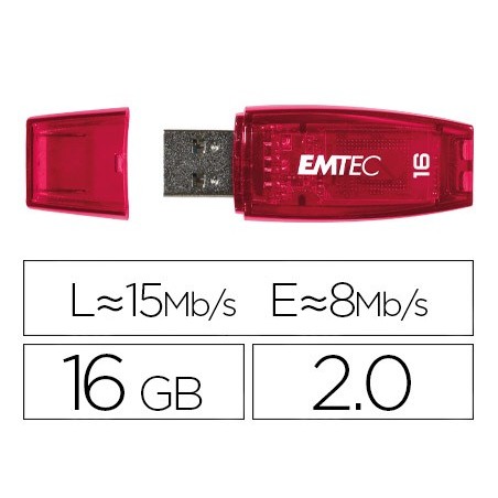 Memoria usb emtec flash c410 16 gb 2.0 rojo