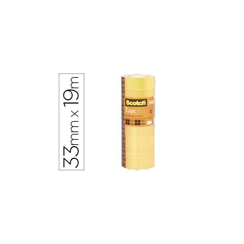Cinta adhesiva scotch acordeon 33 mt x 19 mm pack de 8 unidades