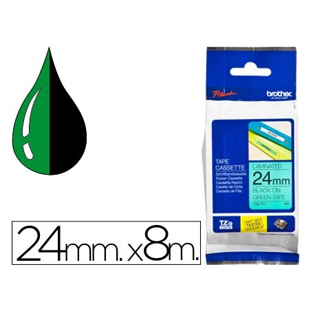 Cinta brother tze751 verde-negro 24mm longitud 8 mt