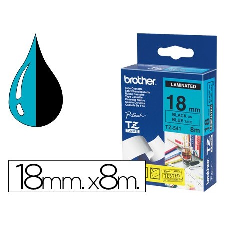 Cinta brother tze541 azul-negro 18mm longitud 8mt