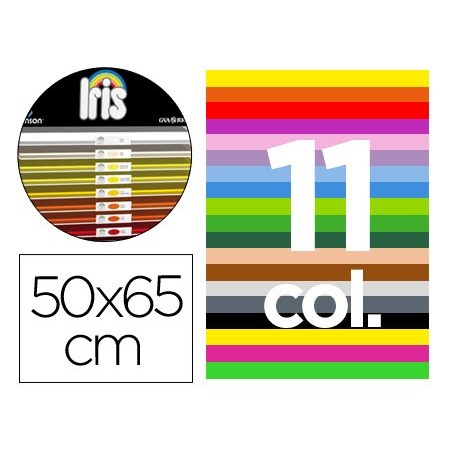 Cartulina guarro 50x65 contenido \b\ 25 hojas x 11 colores 185grs
