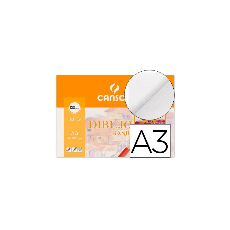 Papel dibujo basik 130 gr din a3 29,7x42 cm minipack de 10 hojas
