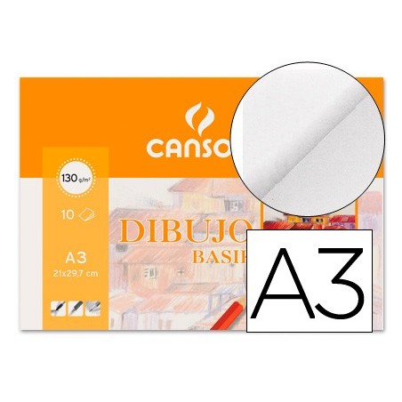 Papel dibujo basik 130 gr din a3 29,7x42 cm minipack de 10 hojas