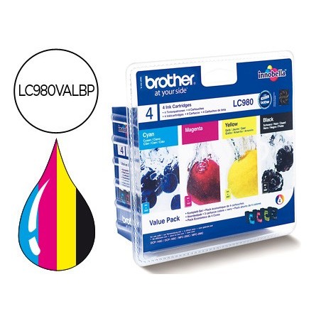 Ink-jet brother lc-980bk dcp-145 dcp-165 mfc-250 mfc-290 negro magenta amarillo cian pack4