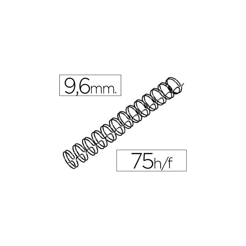 Espiral wire 3:1 9,6 mm n.6 negro capacidad 75 hojas caja de 100 unidades