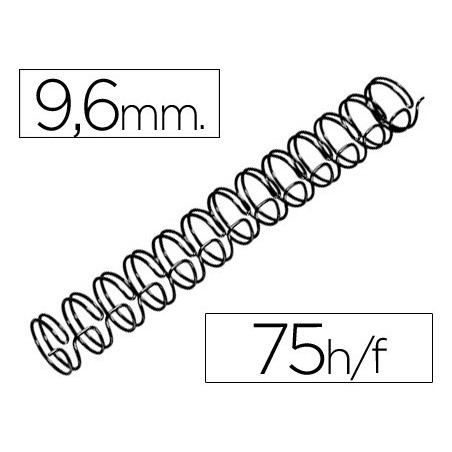 Espiral wire 3:1 9,6 mm n.6 negro capacidad 75 hojas caja de 100 unidades