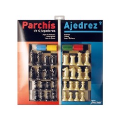 Parchis con ajedrez tablero grande 4 jugadores 41x40x4,8 cm