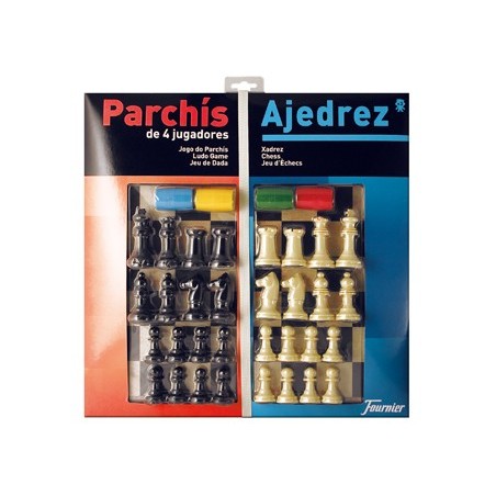 Parchis con ajedrez tablero grande 4 jugadores 41x40x4,8 cm
