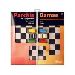 Parchis con damas tablero grande 4 jugadores 41x40x4,5 cm