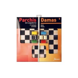 Parchis con damas tablero grande 4 jugadores 41x40x4,5 cm
