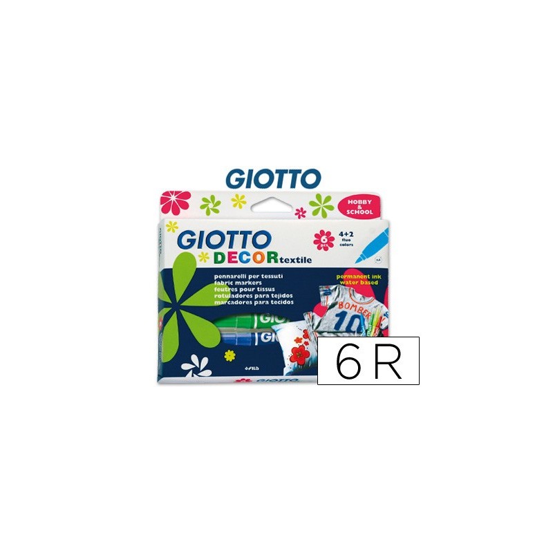 Rotulador giotto decor textile para camisetas 6 colores