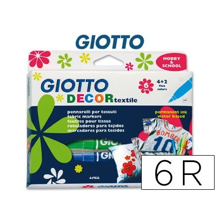 Rotulador giotto decor textile para camisetas 6 colores