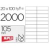 Etiqueta adhesiva apli 1299 tamaño 105x29 mm para fotocopiadora laser ink-jet caja con 100 hojas din a4
