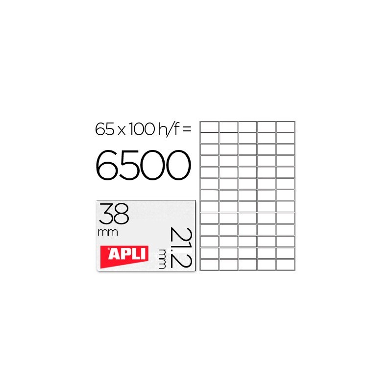 Etiqueta adhesiva apli 1283 tamaño 38x21.2mm para fotocopiadora laser ink-jet caja con 100 hojas din a4
