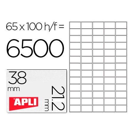 Etiqueta adhesiva apli 1283 tamaño 38x21.2mm para fotocopiadora laser ink-jet caja con 100 hojas din a4